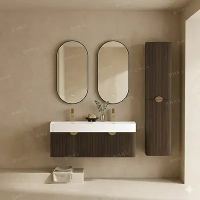 SHKL Black Walnut Floating Bathroom Vanity